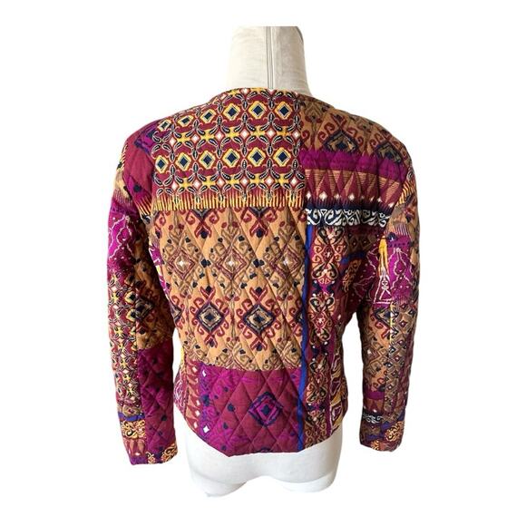 Ruby Rd  Womens Jacket Blazer  Open Front Yellow/Orange/Pink Quilted - Picture 3 of 8